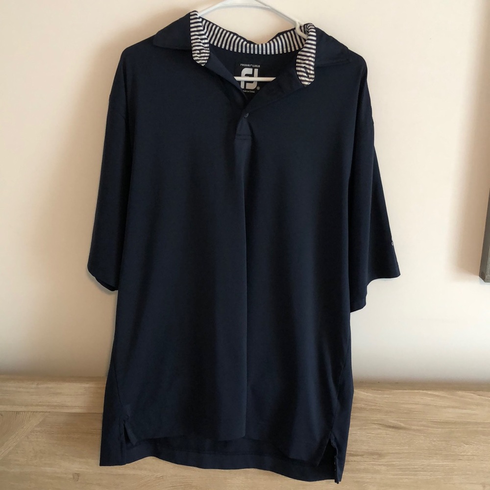 FootJoy Navy Polo with Striped Collar